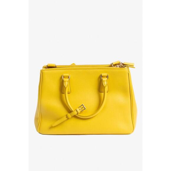 Prada Sunny Yellow Large Galleria Leather Tote Bag w/ Crossbody/Shoulder Strap - Picture 3 of 9